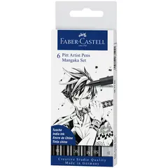 Набор капиллярных ручек Faber-Castell &quot;Pitt Artist Pens Mangaka&quot;, ассорти, 6 шт., 0,1/0,3/0,7/2 brus, фото 1