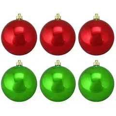 Набор шаров из полистирола 6шт, 60мм, красный и зеленый, фото 1
