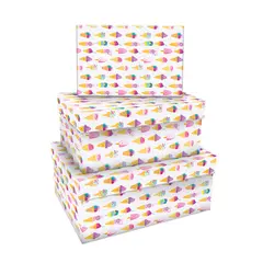 Набор прямоугольных коробок 3в1, MESHU &quot;Ice creams&quot;, (19*12*7,5-15*10*5см), фото 1