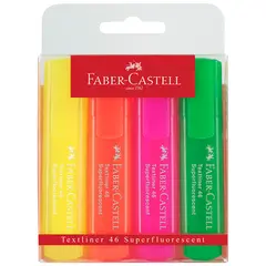 Набор текстовыделителей Faber-Castell &quot;46 Superfluorescent&quot; 4 флуоресцентных цв., 1-5мм, пластик. уп, фото 1