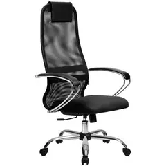 Кресло руководителя Метта SU-BK-8 CH, ткань-сетка черная №20, спинка-сетка, топ-ган (101/003), фото 1