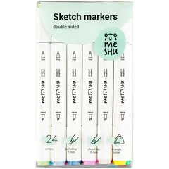 Набор маркеров для скетчинга MESHU, 24цв., основные цвета, фото 1