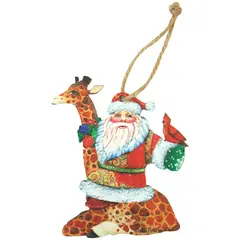 Елочное украшение из фанеры &quot;Дед мороз на жирафе&quot;, фото 1