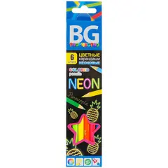 Карандаши цветные BG &quot;Neon&quot;, 06цв., круглые, 3.0мм, европодвес, фото 1