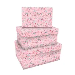 Набор прямоугольных коробок 3в1, MESHU &quot;Pastel pink&quot;, отд.фольгой, (19*12*7,5-15*10*5см), фото 1
