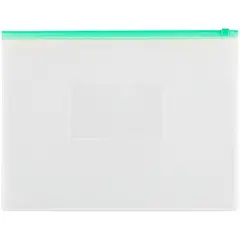 Папка-конверт на молнии OfficeSpace A4, прозрачная, 150мкм, молния зеленая, фото 1