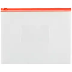 Папка-конверт на молнии OfficeSpace A5, прозрачная, 150мкм, молния красная, фото 1