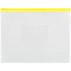 Папка-конверт на молнии OfficeSpace A4, прозрачная, 150мкм, молния желтая, фото 1