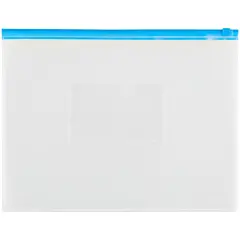 Папка-конверт на молнии OfficeSpace A4, прозрачная, 150мкм, молния синяя, фото 1