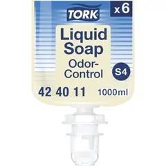Картридж с жидким мылом-пеной одноразовый TORK (S4), нейтрализующее запах, 1 л, 424011, фото 1