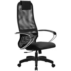 Кресло руководителя Метта SU-BK-8 PL, ткань-сетка черная №20, спинка-сетка, топ-ган (101/001), фото 1