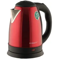 Чайник электрический Scarlett SC-EK21S76, 2л, 1800Вт, нержавеющая сталь, красный, фото 1