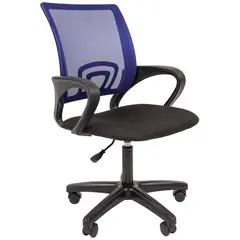 Кресло оператора Helmi HL-M96 R &quot;Airy&quot;, спинка сетка синяя/сиденье ткань черная, пиастра, фото 1