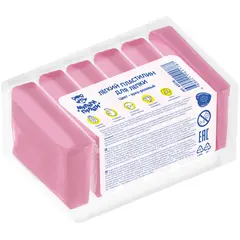Легкий пластилин для лепки Мульти-Пульти, ярко-розовый, 6шт., 60г, прозрачный пакет, фото 1