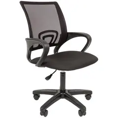 Кресло оператора Helmi HL-M96 R &quot;Airy&quot;, спинка сетка черная/сиденье ткань черная, пиастра, фото 1