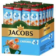 Кофе растворимый Jacobs &quot;Caramel&quot;, со вкусом карамели, 4 в 1, порционный 24 пакетика*12г, фото 1