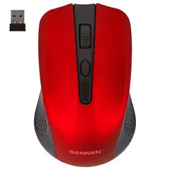 Мышь беспроводная SONNEN V99, USB, 800/1200/1600 dpi, 4 кнопки, оптическая, красная,к, 513529, фото 1