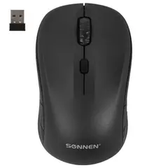 Мышь беспроводная SONNEN  V111, USB, 800/1200/1600 dpi, 4 кнопки, оптическая, черная,513518, фото 1