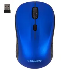 Мышь беспроводная SONNEN  V111, USB, 800/1200/1600 dpi, 4 кнопки, оптическая, синяя,513519, фото 1