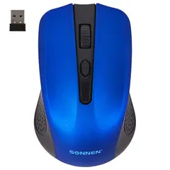 Мышь беспроводная SONNEN V99, USB, 800/1200/1600 dpi, 4 кнопки, оптическая, синяя,код, 513530, фото 1