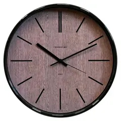 Часы настенные TROYKA 77770743, круг, коричневые, черная рамка, 30,5х30,5х5 см, фото 1