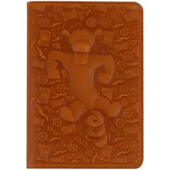 Обложка для паспорта  Кожевенная мануфактура, нат. кожа, &quot;Тигр 3&quot;, коричневый, фото 1
