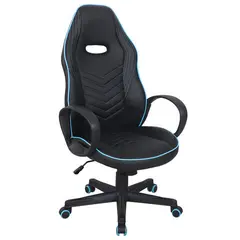 Кресло компьютерное BRABIX &quot;Flame GM-004&quot;, экокожа, черное/голубое, 532498, фото 1