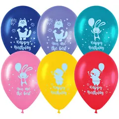 Воздушные шары,  25шт., М12/30см, MESHU &quot;Happy birthday&quot;, пастель, ассорти, фото 1
