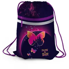 Мешок для обуви 1 отделение Berlingo &quot;Magic butterfly&quot;, 460*360мм, светоотражающая лента, карман на молнии, фото 1
