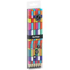 Набор карандашей ч/г Berlingo &quot;Color Block&quot; HB, 12шт., круглый, заточен., с ластиком, ассорти, PET-бокс, фото 1