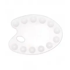 Палитра Гамма, малая, овальная, 12 ячеек, белая, пластик, фото 1