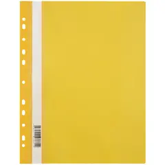 Папка-скоросшиватель пластик. перф. OfficeSpace, А4, 120мкм, желтая с прозр. верхом, фото 1