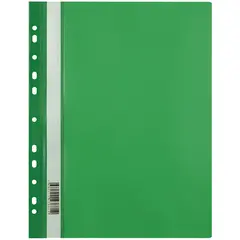 Папка-скоросшиватель пластик. перф. OfficeSpace, А4, 120мкм, зеленая с прозр. верхом, фото 1