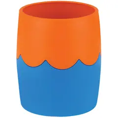 Подставка-стакан Мульти-Пульти, пластик, круглый, двухцветный сине-оранжевый, фото 1