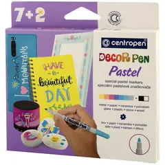 Набор маркеров для декорирования Centropen &quot;Decor Pen Pastel 2738&quot; 07цв.+2, пулевид, 1,5мм, картон. уп., европодвес, фото 1