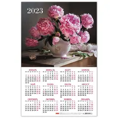 Календарь настенный листовой 2023 г., формат А3 (29х44 см), &quot;Нежность пионов&quot;, HATBER, Кл3_26901, фото 1