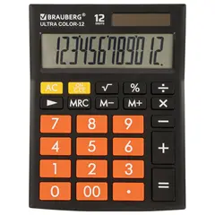 Калькулятор настольный BRAUBERG ULTRA COLOR-12-BKRG (192x143 мм), 12 разрядов, двойное питание, ЧЕРНО-ОРАНЖЕВЫЙ, 250499, фото 1