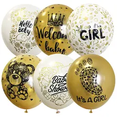 Воздушные шары,  25шт., М12/30см, ПатиБум &quot;Welcome Baby Girl&quot;, ассорти, европодвес, фото 1