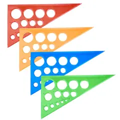 Треугольник пластиковый 30*19 см ПИФАГОР, с окружностями, прозрачный, цветной, ассорти, 210793, фото 1