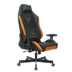 Кресло компьютерное Knight EXPLORE, 2 подушки, экокожа премиум, черное/оранжевое, 1628886, фото 1