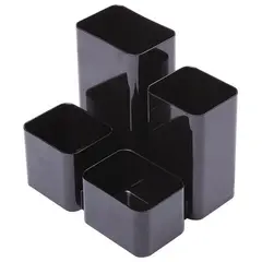 Подставка-органайзер BRAUBERG COMPACT, 4 отделения, 92х114х102 мм, черная, 238102, ОР21, фото 1