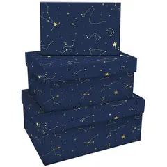Набор прямоугольных коробок 3в1, MESHU &quot;Golden constellation&quot;, (19*12*7,5-15*10*5см), фото 1