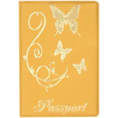 Обложка для паспорта OfficeSpace &quot;Бабочки&quot; мягкий полиуретан, золотая, тиснение золотом, фото 1