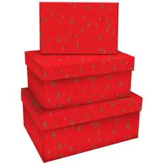 Набор прямоугольных коробок 3в1, MESHU &quot;Christmas trees&quot;, (19*12*7,5-15*10*5см), фото 1