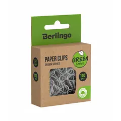 Скрепки 28мм, Berlingo &quot;Green Series&quot;, 100шт, никелированные, крафт упак., европодвес, фото 1