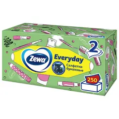Салфетки косметические 2-слойные в картонном коробе, 250 штук, ZEWA Everyday, 8679, фото 1