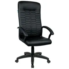 Кресло руководителя Helmi HL-E80 &quot;Ornament&quot; LTP, экокожа черная, мягкий подлокотник, пиастра, 344263, фото 1