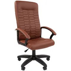 Кресло руководителя Helmi HL-E80 &quot;Ornament&quot; LTP, экокожа коричневая, мягкий подлокотник, пиастра, фото 1