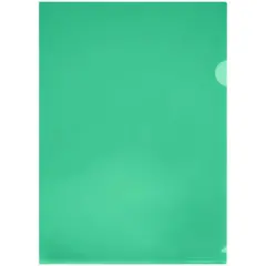 Папка-уголок СТАММ, А4, 150мкм, прозрачная, зеленая, фото 1