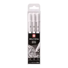 Ручки гелевые БЕЛЫЕ SAKURA (Япония) &quot;Gelly Roll&quot;, НАБОР 3 штуки, узел 0,5/0,8/1мм, POXPGBWH3C, фото 1
